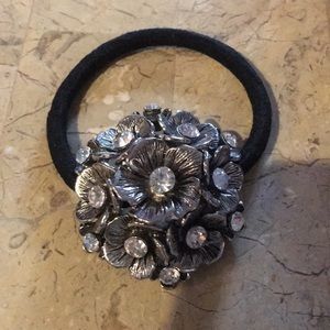 Silver crystal hair tie